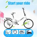 VKEKIEO Folding Bike,Women Cruiser Bike, 20 inch Adult Bike for Women, Portable Ultra-Lightweight Folding Bicycle for Students,White