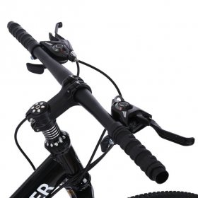Konbeca Folding Mountain Bike 26 inch for Adult 21 Speed Full Suspension Black 3-Knife Wheels Black