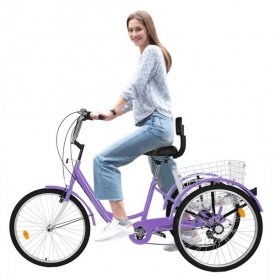 WEELBIN HOME Adult Tricycle 1/7 Speed 3-Wheel For Shopping W/ Installation Tools