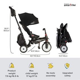 smarTrike 7 Urban Folding Baby Tricycle, Black