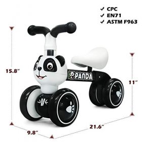 XIAPIA Baby Toddler Tricycle Bike No Pedals 10-36 Months Ride-on Toys Gifts Indoor Outdoor Balance Bike for One Year Old Boys Girls First Birthday Thanksgiving Christmas (Panda)