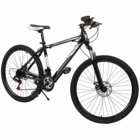 26 inch Mountain Bike, Camping Survivals 21 Speed Bicycle with Suspension Fork, Anti-Slip Dual-Disc Brake, High Carbon Steel Frame, Road Offroad City Bike for Women Men Adult