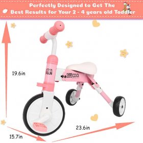 Yotoy 2-in-1 Foldable Children's Tricycle, Toddler Tricycle For Children Aged 2 3 4