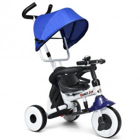 Gymax 4-In-1 Blue Kids Baby Stroller Tricycle Detachable Learning Toy Bike