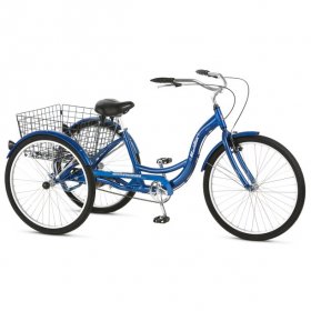 Schwinn Meridian Adult Tricycle, 26-inch wheels, rear storage basket, Blue