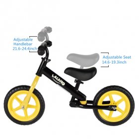 LALAHO Baby Balance Bike Kids Training Bicycle Height Adjustable No-Pedal Learn To Ride - Yellow