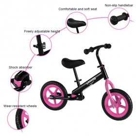DODENSHA Toddler Kids Balance Bike with Adjustable Seat, Unisex Pink