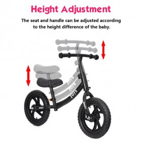 HUNZl Kids Balance Bike, Toddler Sport Balance Bike Footrest Lightweight Adjustable Seat Handlebar Height 10-12