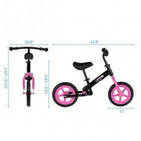 DABOOM Balance Bike, Kids Training Bicycle with Height Adjustable Seat, Inflation-Free EVA Tires, No-Pedal Pre Walking Bike for Toddler & Children, Ages 2-5 Years, Pink