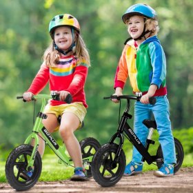 Costway Goplus 12'' Green Kids Balance Bike Children Boys & Girls with Brakes and Bell Exercise