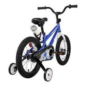 Sporty Kids Bike Stylish Boys and Girls Bikes Steel Frame 12-14-16-18-20 Inch with Training Wheels and Kickstand Water Bottle for Toddlers and Children Age 2-10 Height 31"-59" (12 inch Blue and White)