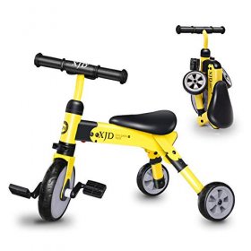 XJD 2 in 1 Kids Tricycles for 2 Years Old and Up Boys Girls Tricycle Kids Trike Toddler Tricycles for 2-4 Years Old Kids Toddler Bike Trike 3 Wheels Folding Tricycle Kids Walking Tricycle