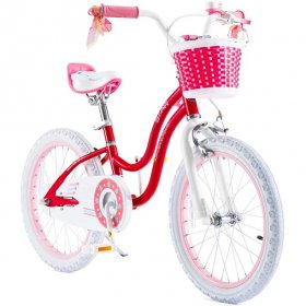 RoyalBaby Girls Kids Bike Stargirl 18 Inch Bicycle Basket Kickstand Pink Child's Cycle