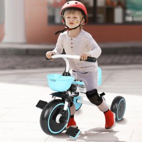 yohome Kid's Foldable Tricycle Adjustable Seat Storage Box for 2-5 Age Blue