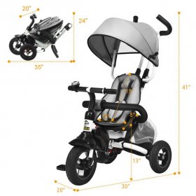 Gymax 6-In-1 Kids Baby Pushing Tricycle Detachable Bike w/ Canopy Bag