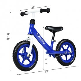 Gymax Gymax 12'' Balance Bike Kids No-Pedal Learn To Ride Pre Bike w/ Adjustable Seat Blue