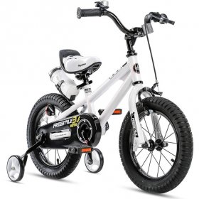 RoyalBaby Kids Bike Boys Girls Freestyle BMX Bicycle with Training Wheels Gifts for Children Bikes 12 Inch White