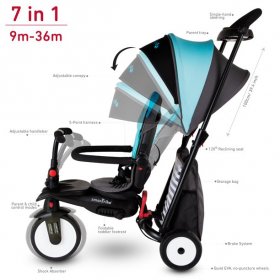 smarTrike Customized STR5, 7-in-1 Folding Stroller Tricycle, 9M+, Blue