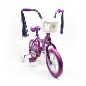 Wonderplay BMX 12" Kid's Bike for 2-4 Years Old, Bicycle for Girls with Front Basket, EVA Tires with Training Wheels & Coaster Brake Purple