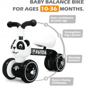 Sapphire Panda Baby Balance Bike Ages 1-3 Year Old, Indoor Non-Pedal Walker Toys, Silent Tire, 1st Boys Girls Birthday Gift, Kids First Bike