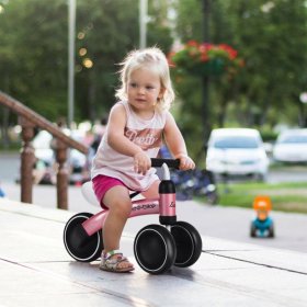 Costway 3 Wheels Baby Balance Bikes No Pedal Children Walker 18-36 Months Toddler Pink