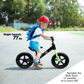 Costway Costway 12'' Kids Balance Bike No Pedal Sport Training Bicycle w/ Adjustable Seat Black