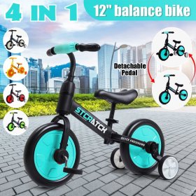 SELLCLUB Kid Balance Bike Toddler Walking Learning Push Bikes with Adjustable Seat & Removable Pedal & Auxiliary Wheel for 1-6 Years Old Kids
