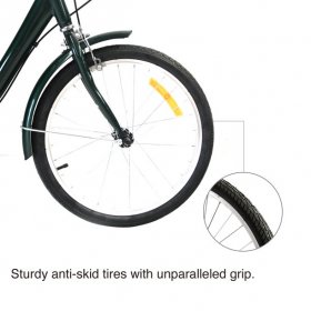 24" 3-Wheel Bike Adult Tricycle with Bell Lock Dust Bag Brake & Basket 220lbs GREEN
