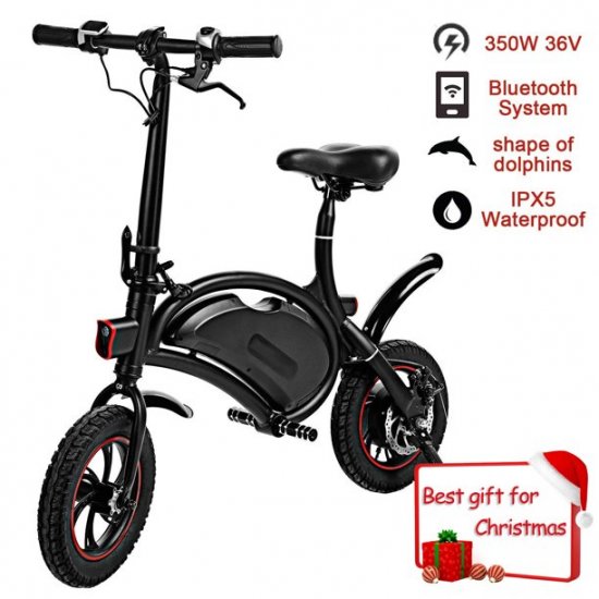 12\'\'APP Control Folding Electric Bike Bluetooth System 350W 36V 6AH Lithium Battery Smart Electric Mountain Bicycle With Automatic Headlight