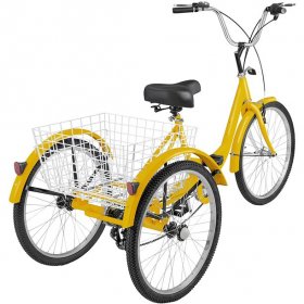 BestEquip 24"Adult Tricycle 3-Wheel 1 Speed Bicycle Trike Cruiser w/Tools & Lock