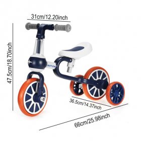 KWANSHOP KWANSHOP balance Bicycle, W/ Removable Wheels, Ages 1, Blue, Preschool Kids Bike