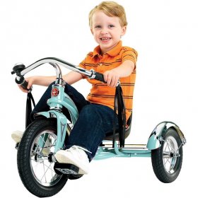 Schwinn Roadster Tricycle for Toddlers and Kids, classic tricycle, teal