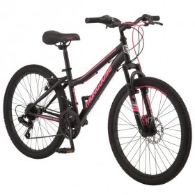 Mongoose Excursion mountain bike 24-inch wheels 21 speeds girls frame black pink