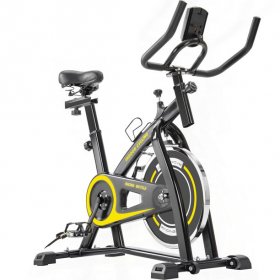 Indoor Exercise Bike, Stationary Cycling Bike, Silent Belt Drive Stationary Bike with LCD Monitor & Comfortable Seat Cushion, Home Bicycle Machine with 30lbs Heavy Flywheel, 330lbs Max Weight, B1870