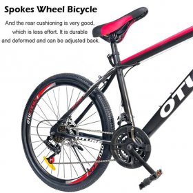 OTURE Mountain Bike 26-inch wheel, 21 speeds, High Carbon Steel Frame , for Mens and Womens black/red