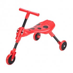 Scuttlebug Kid's Indoor and Outdoor Foldable 3-Wheel Trike Ride-On, Cherry Red Beetle Bicycle Scooter
