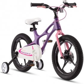RoyalBaby Kids Bike Boys Girls Space Shuttle Purple 14 Inch Magnesium 2 Hand Disc Brakes Training Wheels