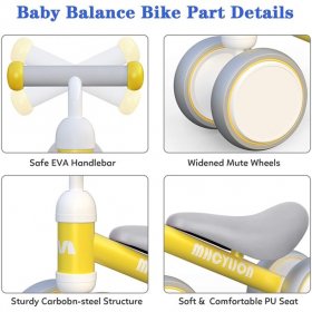 MHCYLION MHCYLION Baby Balance Bikes Toys for 1 Year Old Boys Girls 10-24 Months Cute Toddler First Bicycle Infant Walker Children No Pedal 4 Wheels 1st Birthday Gifts