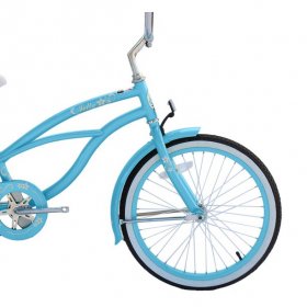 Wonder Wheels 20 Ft. Beach Cruiser Coaster Brake Single Speed Bicycle, Bike, Stainless Steel Spokes One Piece Crank Alloy Baby Blue Rims 36H - Baby Blue