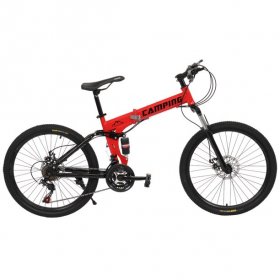 [Camping Survivals] Folding Mountain Bike 24 Inch 21 Speed Red