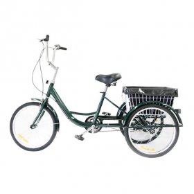 20" Adult Tricycle w/ Large Basket Dust Bag & Paddle for Shopping & Outing GREEN
