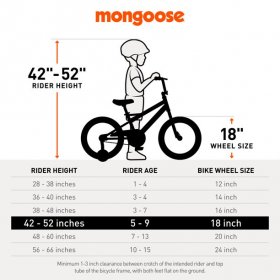 Mongoose Burst kids bike, single speed, 18-inch wheels, blue