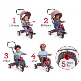 Radio Flyer Radio Flyer, 4-in-1 Stroll 'n Trike with Activity Tray, Red & Gray