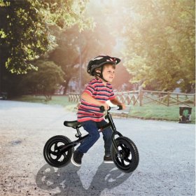 Stmax 12" Balance Bike Black No Pedal Bicycle for Children Toddler Foam Tire