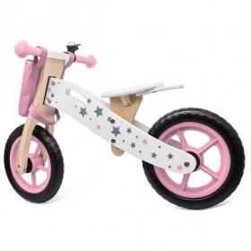Firlar Wooden Toys: Wooden Balance Bike Star Model With Bag/Bell Pink
