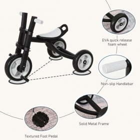 Qaba Kids Ride-On Cycling Tricycle with a Chic Timeless Design Color & a Safety & Comfortable EVA Foam Seat, Black