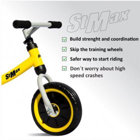 Stmax 10" Balance Bike Yellow No Pedal Bicycle for Kids Boys Girls Foam Tire