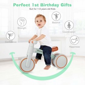 IMAGE Baby Balance Bike, Young Toddlers Infant Walker for 12-36 Months, 1 Year Old Boy and Girl First Birthday Gifts Pedal-less 3 Wheels Mini Bike