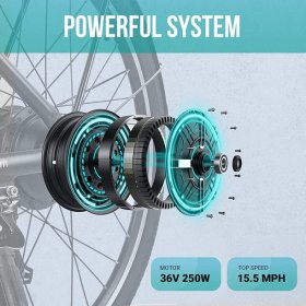 Macwheel 26" Electric Bike, Electric Commuter Bike with Removable 36V/10Ah Lithium-ion Battery, Max Speed 15.5MPH | LNE-26
