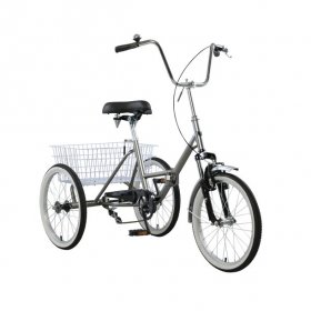 Unisex Adult Folding Tricycle Bicycle For Shopping Portable Tricycle 20" Wheels Gray